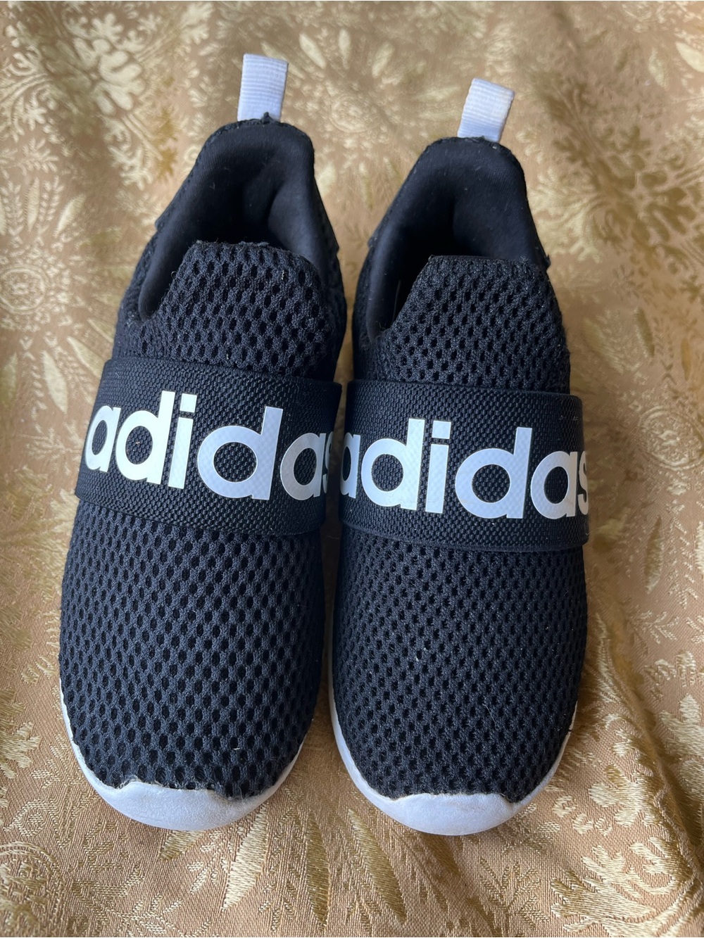 Adidas Kids Black and White Slip-On Mesh Sneakers